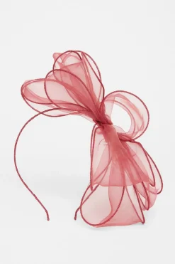 Quiz Feather Headband Fascinator Burgundy Outlet