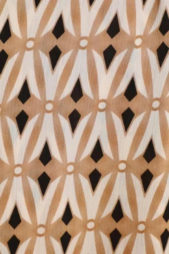 Quiz Camel Geometric Print Wrap Midi Dress New
