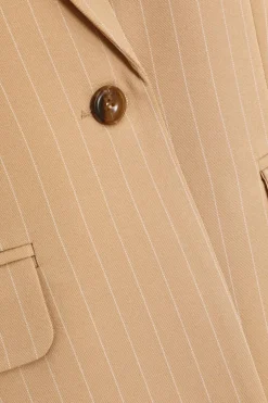 Quiz Camel Pinstripe Ruched Sleeve Blazer Sale