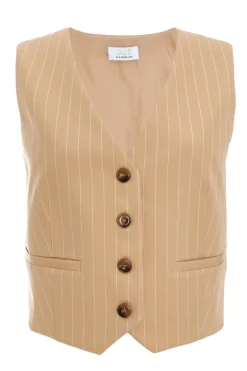 Quiz Camel Pinstripe Waistcoat Sale