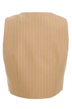 Quiz Camel Pinstripe Waistcoat Sale