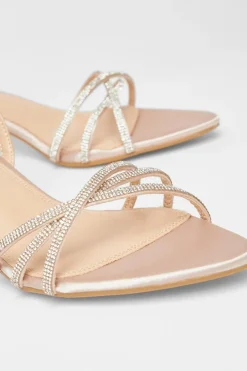Quiz Champagne Diamante Cross Strap Heels Online