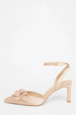 Quiz Champagne Floral Court Heels Outlet