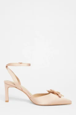 Quiz Champagne Floral Court Heels Outlet