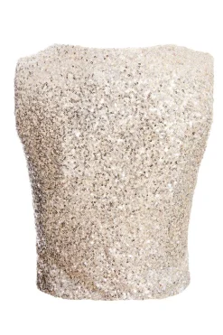 Quiz Champagne Sequin Tie Front Waistcoat New