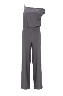 Quiz Asymmetric Draped Jumpsuit Charcoal Online