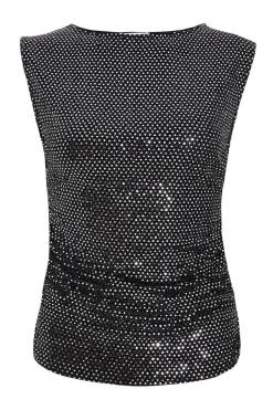 Quiz Sequin Vest Top Charcoal New