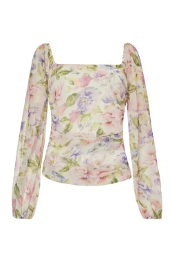 Quiz Chiffon Floral Long Sleeve Top New