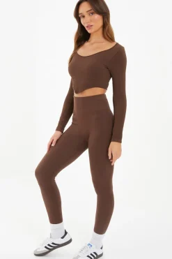 Quiz Chocolate Ribbed Crop Top Brown Outlet