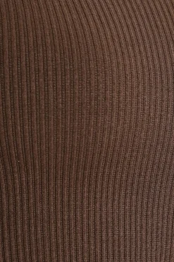 Quiz Chocolate Ribbed Crop Top Brown Outlet