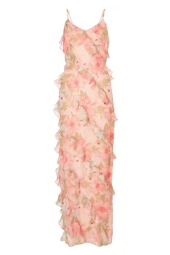 Quiz Coral Chiffon Floral Maxi Dress Best