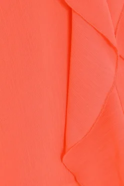 Quiz Chiffon Frill Drape Top Coral Clearance