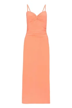Quiz Knot Detail Midi Dress Coral Discount