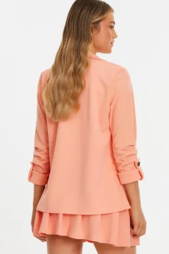 Quiz Coral Ruched Sleeve Blazer Best