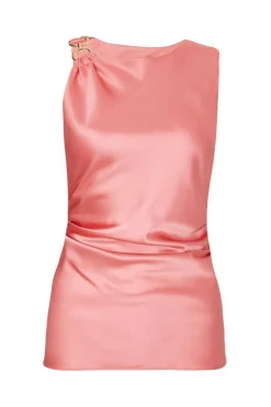 Quiz Coral Satin Buckle Top Online