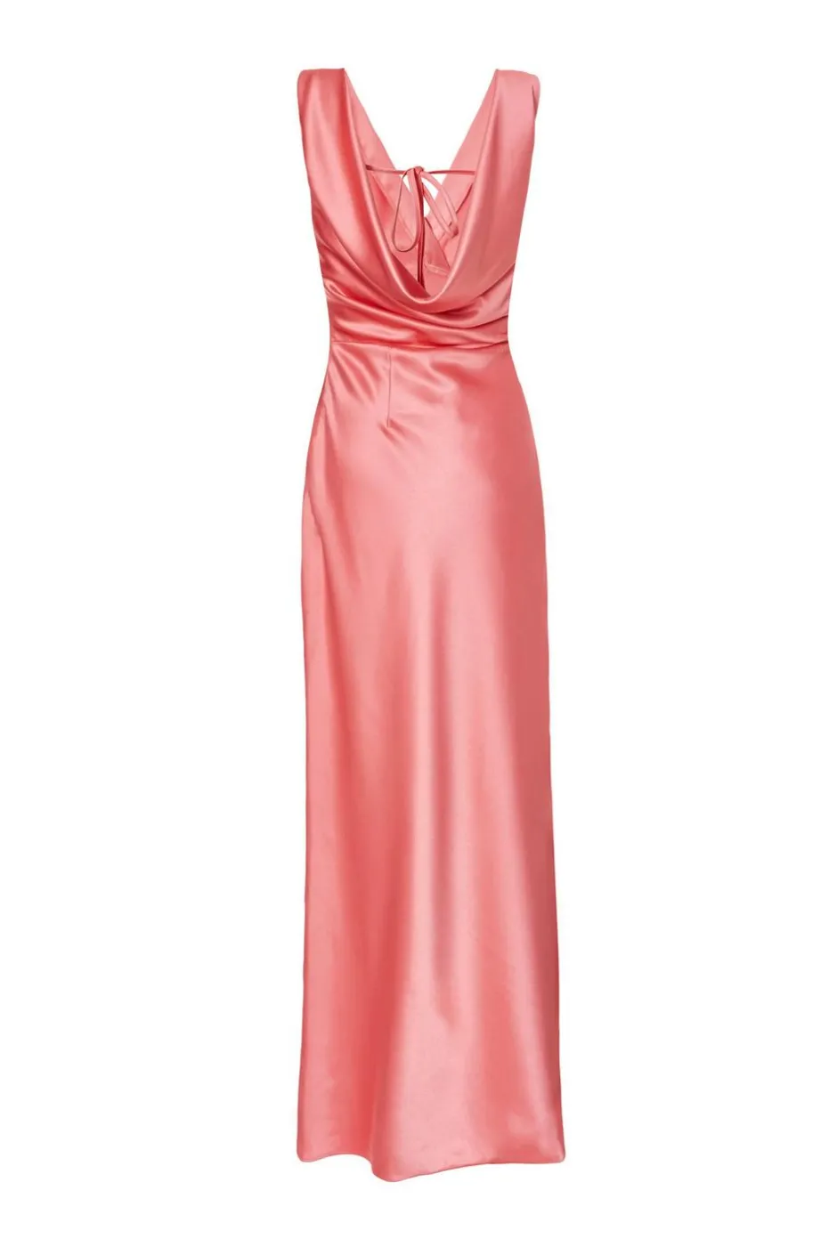 Quiz Satin Cowl Back Maxi Dress Coral Outlet