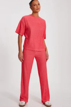 Quiz Textured Palazzo Trousers Coral Best
