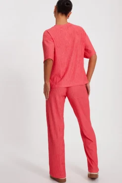 Quiz Textured Palazzo Trousers Coral Best