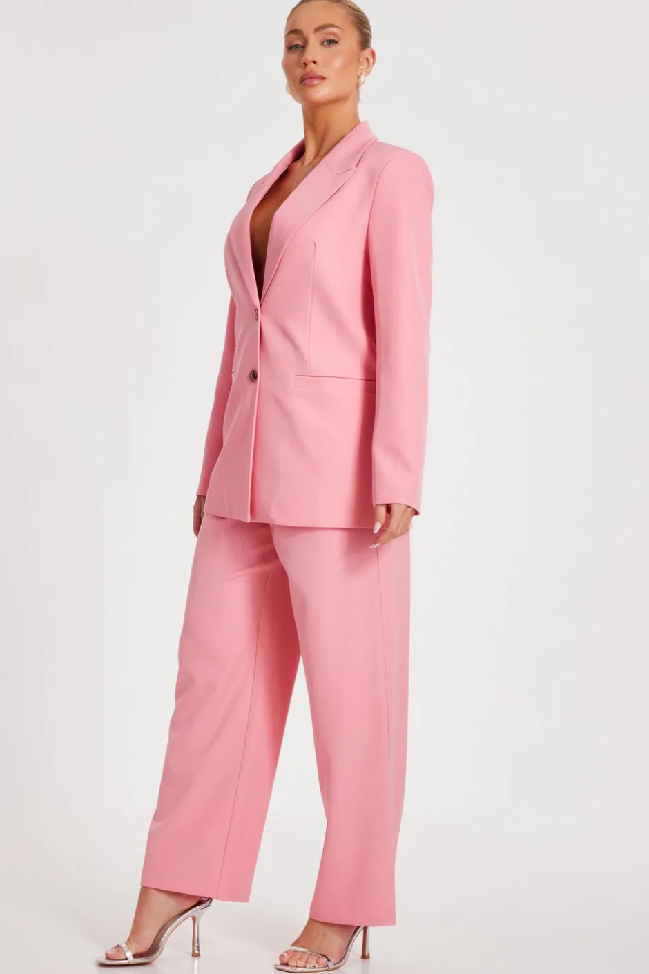 Quiz Coral Wide Leg Tailored Trousers Hot