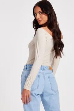 Quiz Cream Bardot Bodysuit Clearance