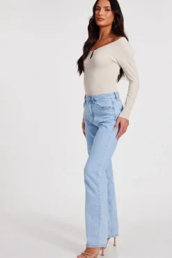 Quiz Cream Bardot Bodysuit Clearance