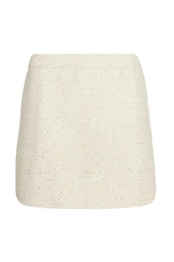Quiz Boucle Sequin Mini Skirt Cream Online