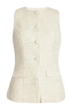 Quiz Cream Boucle Sequin Waistcoat