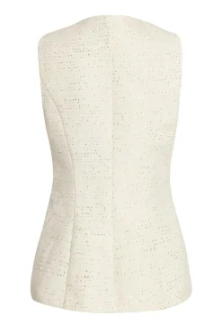 Quiz Cream Boucle Sequin Waistcoat
