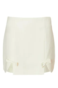 Quiz Bow Detail Skirt Cream Online