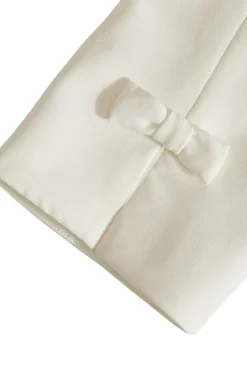Quiz Bow Sleeve Cropped Blazer Cream Discount