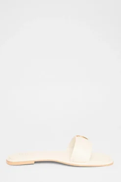 Quiz Buckle Flat Sandals Cream Sale