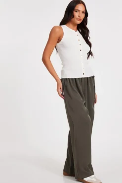 Quiz Cream Button Front Top Clearance