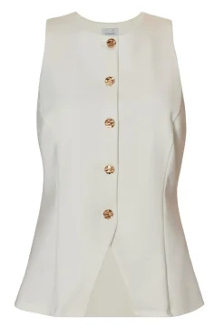 Quiz Button Front Waistcoat Cream