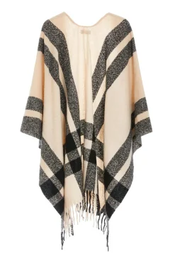 Quiz Check Print Tassel Cape Cream