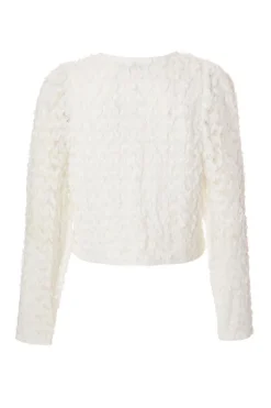 Quiz Chiffon Floral Cropped Jacket Cream New