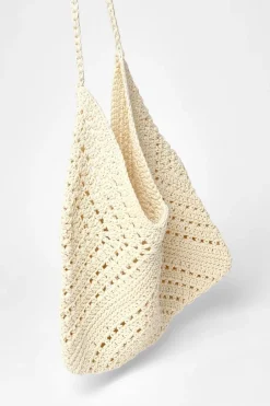 Quiz Cream Crochet Shoulder Bag Discount