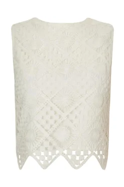 Quiz Crochet Tank Top Cream Sale
