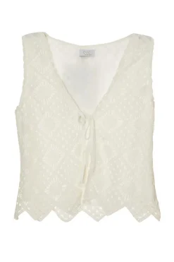 Quiz Crochet Waistcoat Cream Best