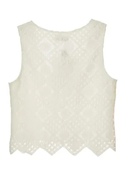 Quiz Crochet Waistcoat Cream Best