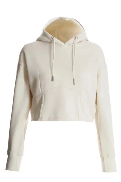 Quiz Cropped Corset Hoodie Cream