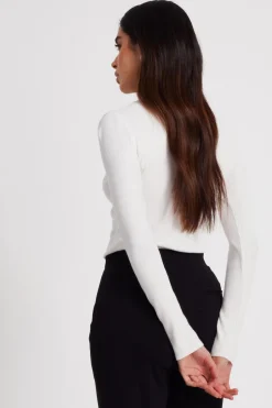 Quiz Diamante Turtle Neck Jumper Cream New