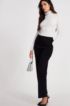Quiz Diamante Turtle Neck Jumper Cream New
