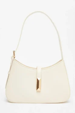 Quiz Faux Leather Shoulder Bag Cream