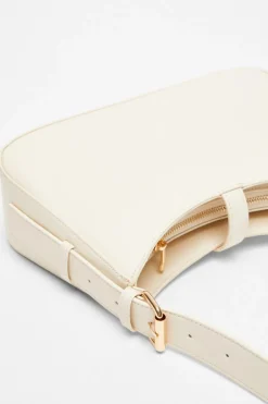 Quiz Faux Leather Shoulder Bag Cream