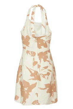 Quiz Cream Floral Halter Neck Dress Sale