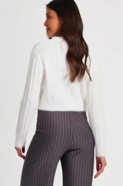 Quiz Fluffy Knit Jumper Cream Discount