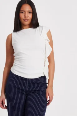 Quiz Cream Frill Detail Top Sale