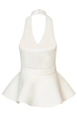 Quiz Cream Halter Neck Peplum Top Online