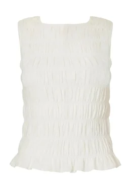 Quiz Jacquard Gathered Top Cream New