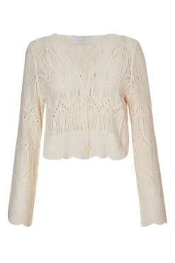 Quiz Knit Cropped Cardigan Cream Outlet
